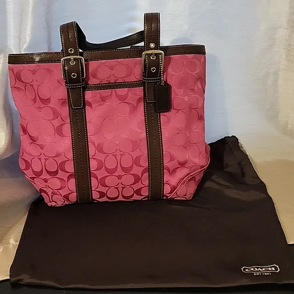 coach crossbody pink and brown